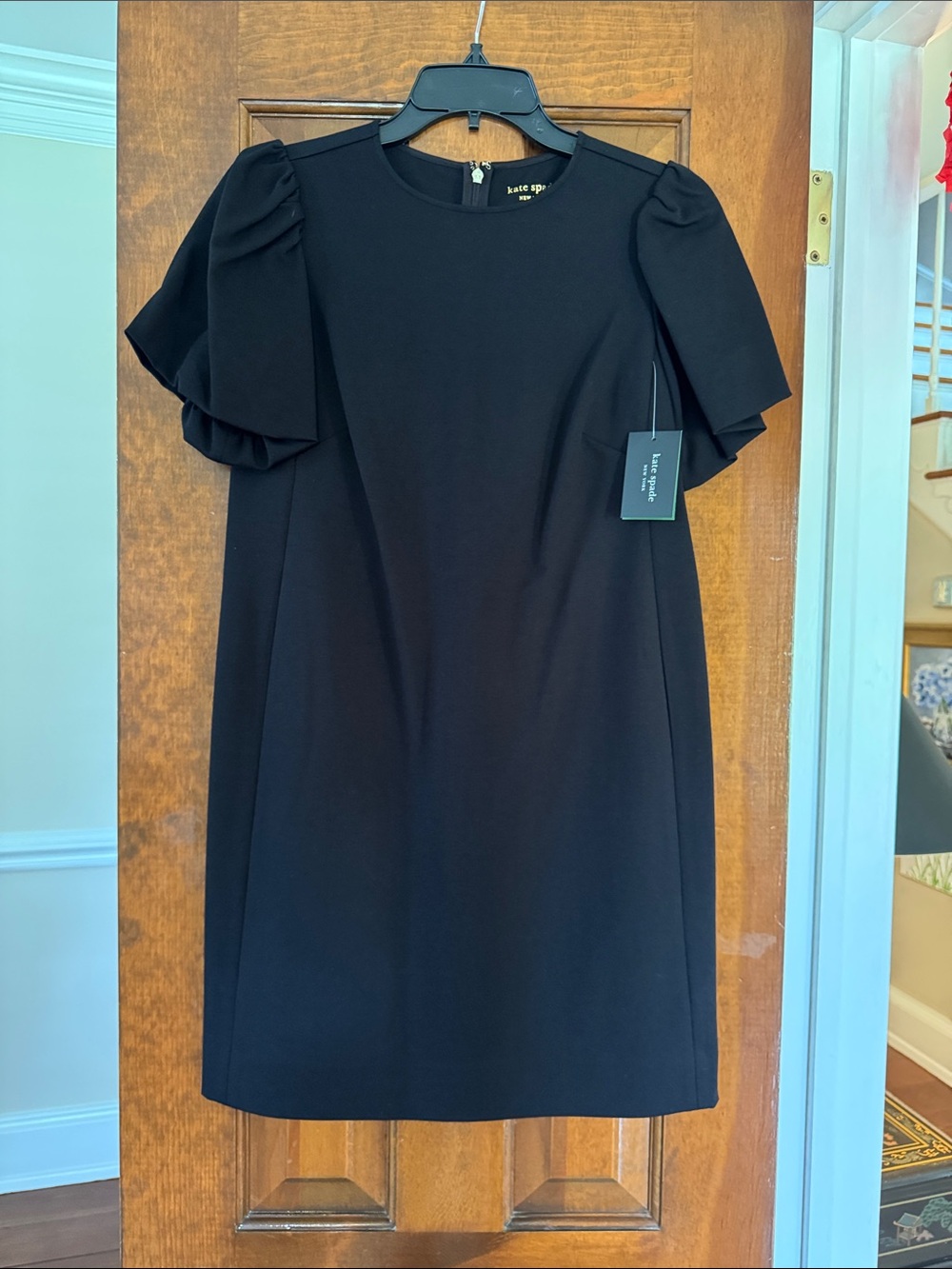 NWT- kate spade Black Ruffle Sleeve Mini Shift Dress- XS